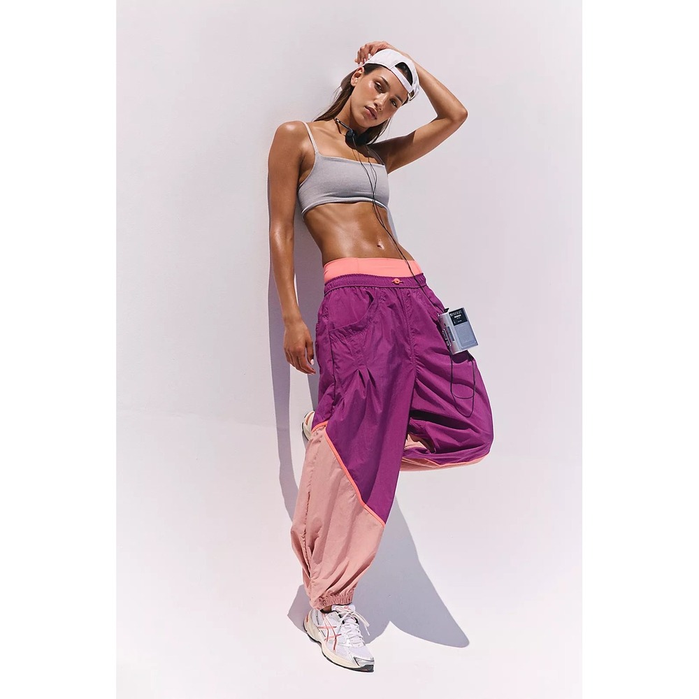 Free People FP Movement Free-flow Wide-leg Joggers Deep Mulberry Sz M NWT